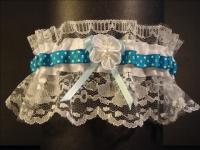 teal polks dot wedding garter