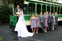 Bridal party in front of street car