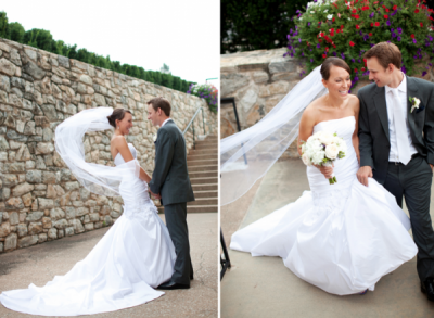 New bride and groom in designer Anjolique gown